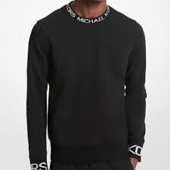 Michael Kors Logo Neck Crewneck Sweater Black Large - Picture 1 of 8
